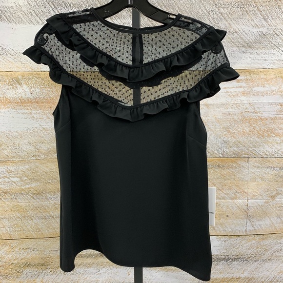 Amanda Uprichard Tops - Amanda Uprichard black party blouse Swiss dot lace
